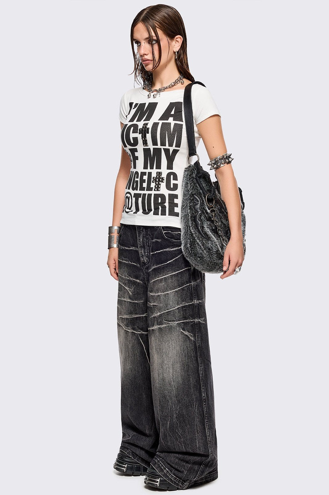 Volt Black Baggy Jeans | Minga London New