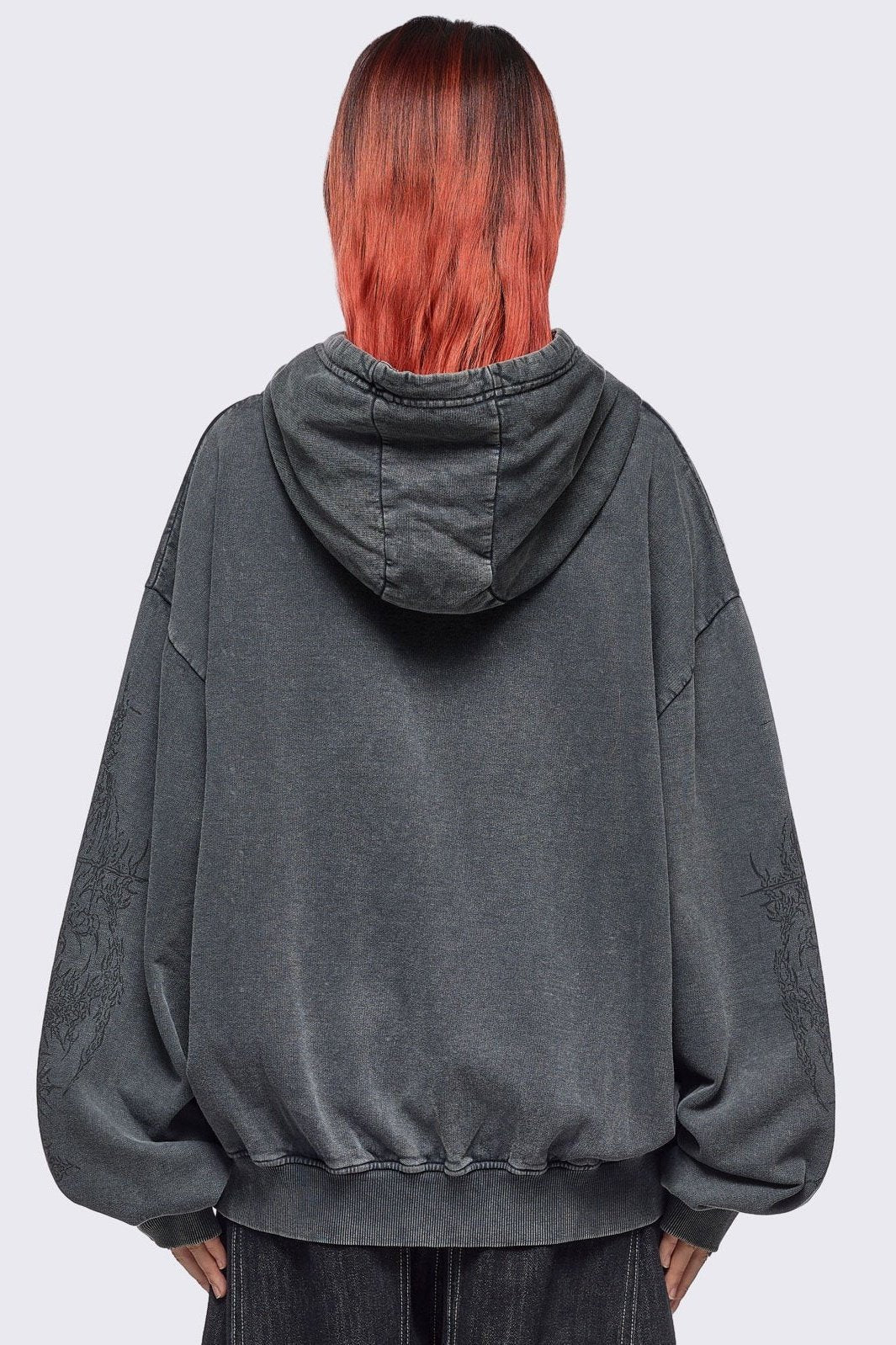 Enigmatic Grey Washed Zip Up Hoodie | Minga London New