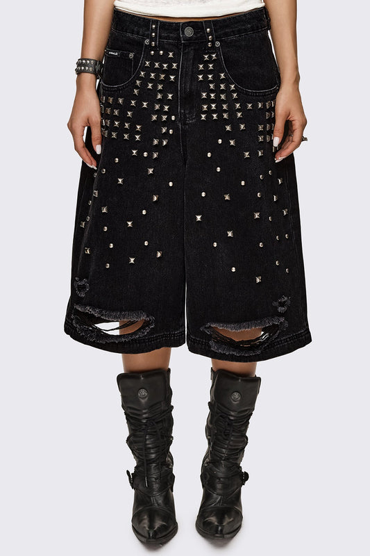 Brat Studded Distressed Jorts | Minga London Best Price