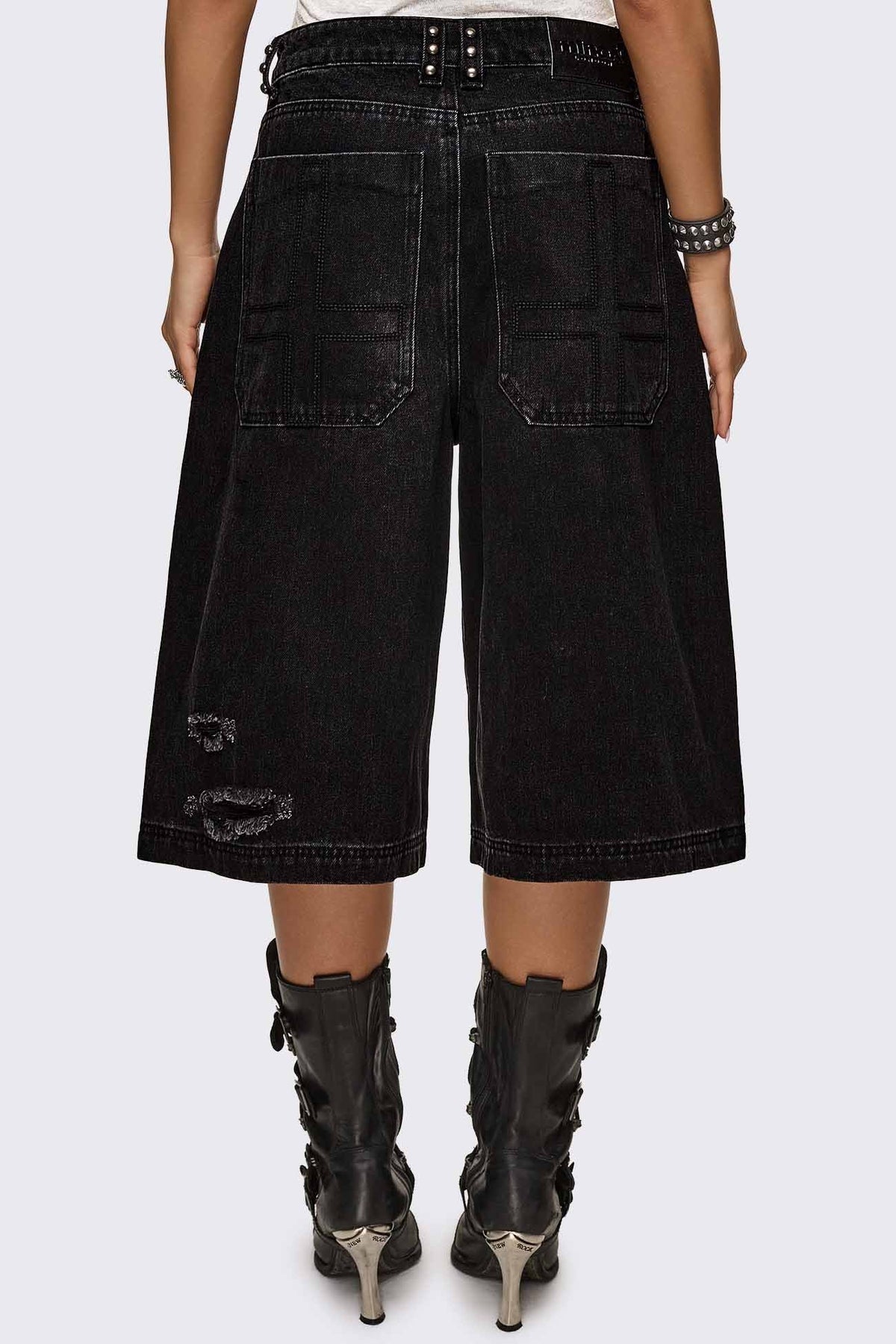 Brat Studded Distressed Jorts | Minga London Best Price