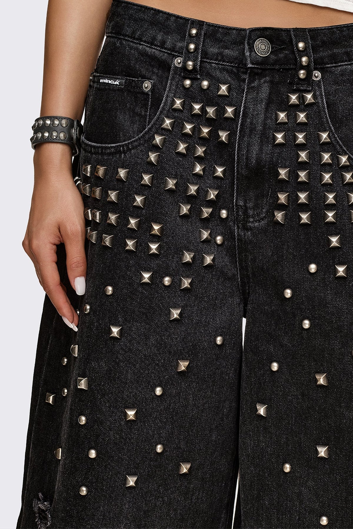 Brat Studded Distressed Jorts | Minga London Best Price