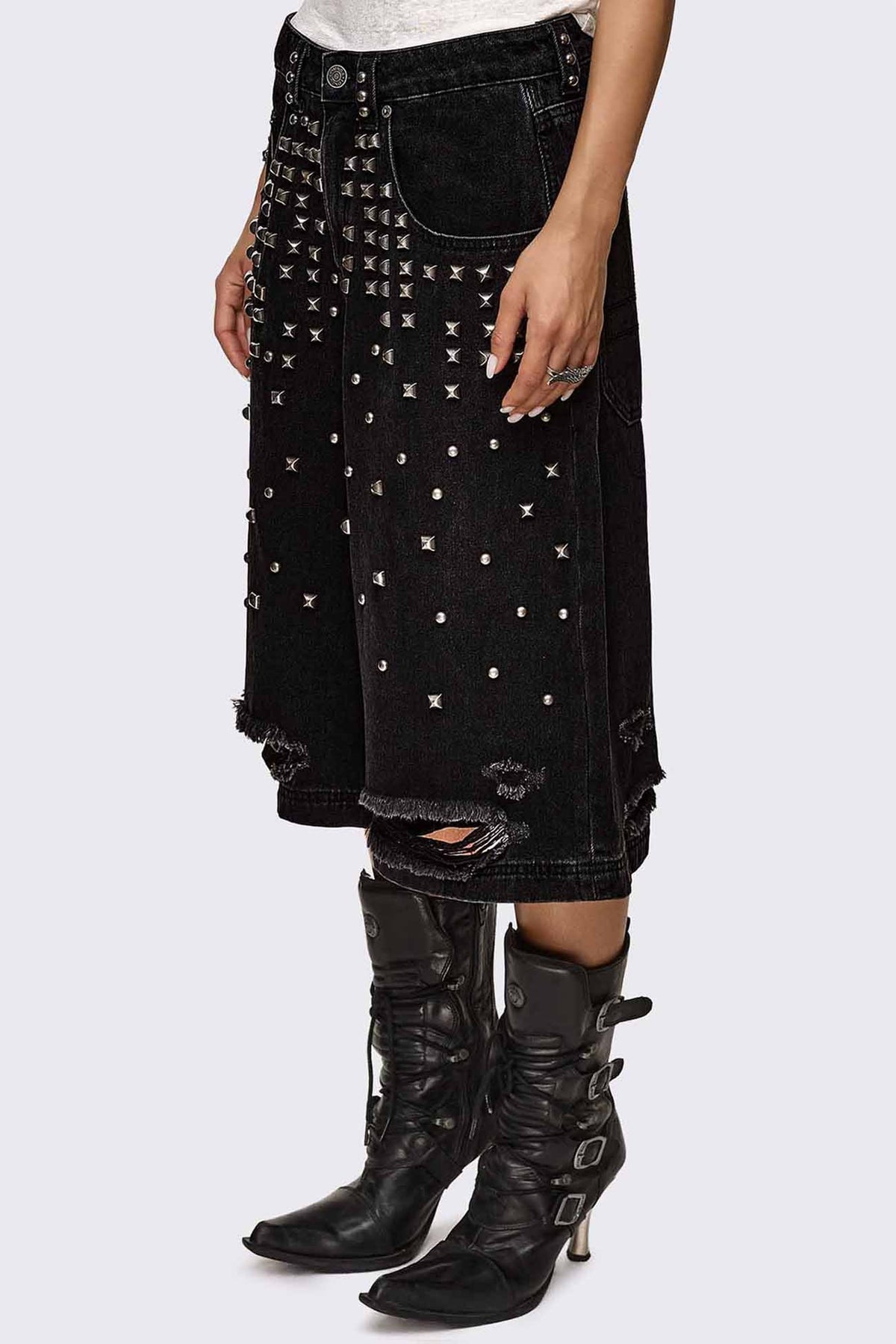 Brat Studded Distressed Jorts | Minga London Best Price