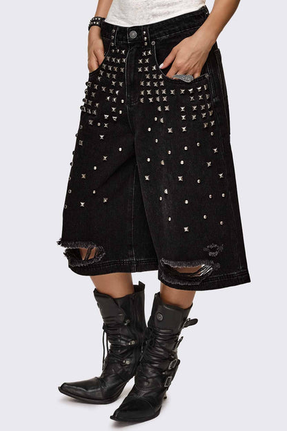 Brat Studded Distressed Jorts | Minga London Best Price