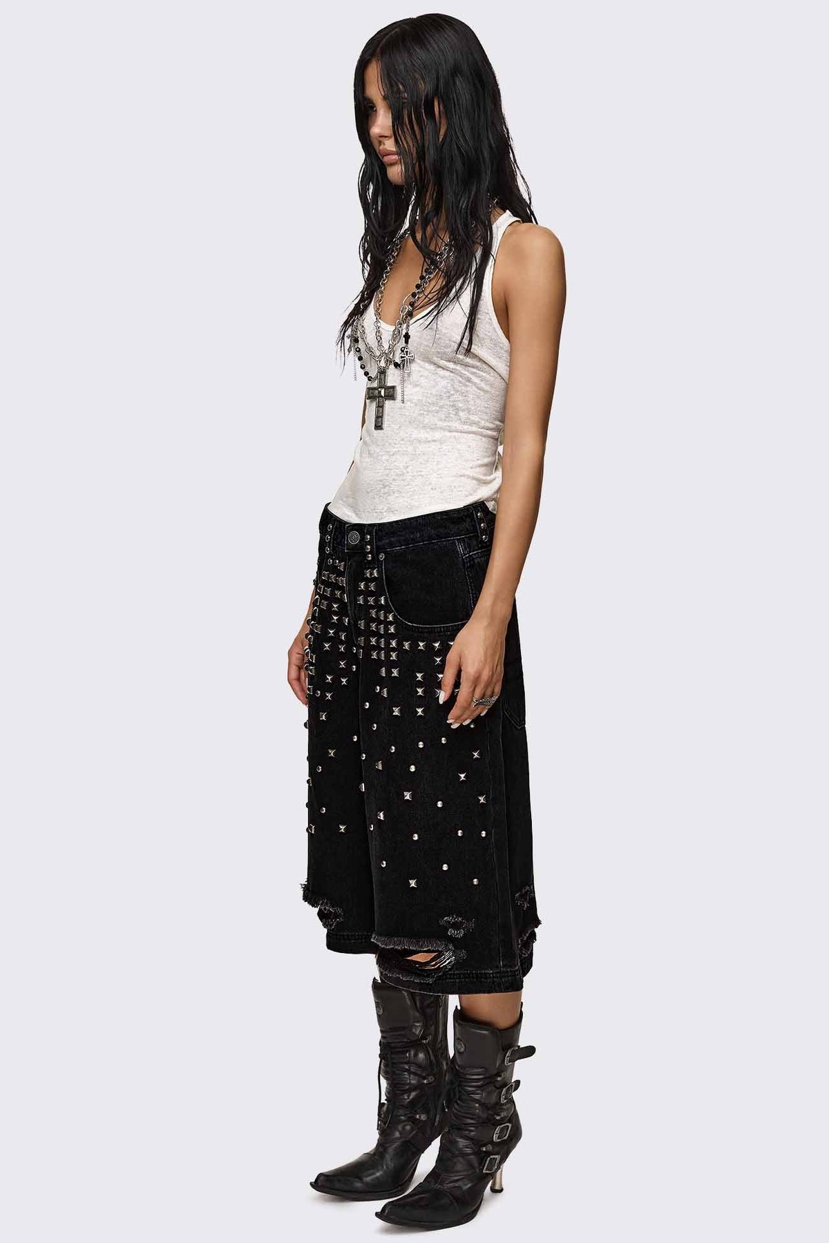 Brat Studded Distressed Jorts | Minga London Best Price