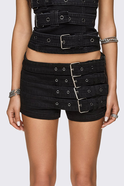 Ada Belted Mini Denim Shorts | Minga London Hot Sale