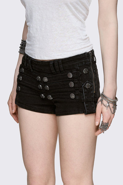 Hilda Military Mini Denim Shorts | Minga London Deals