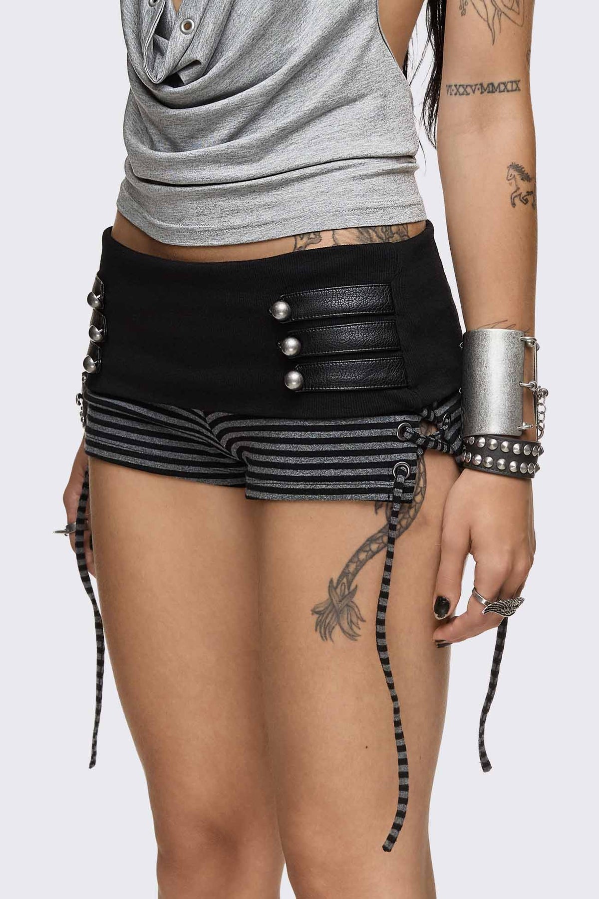 Empire Military Striped Mini Shorts | Minga London Smart Buy