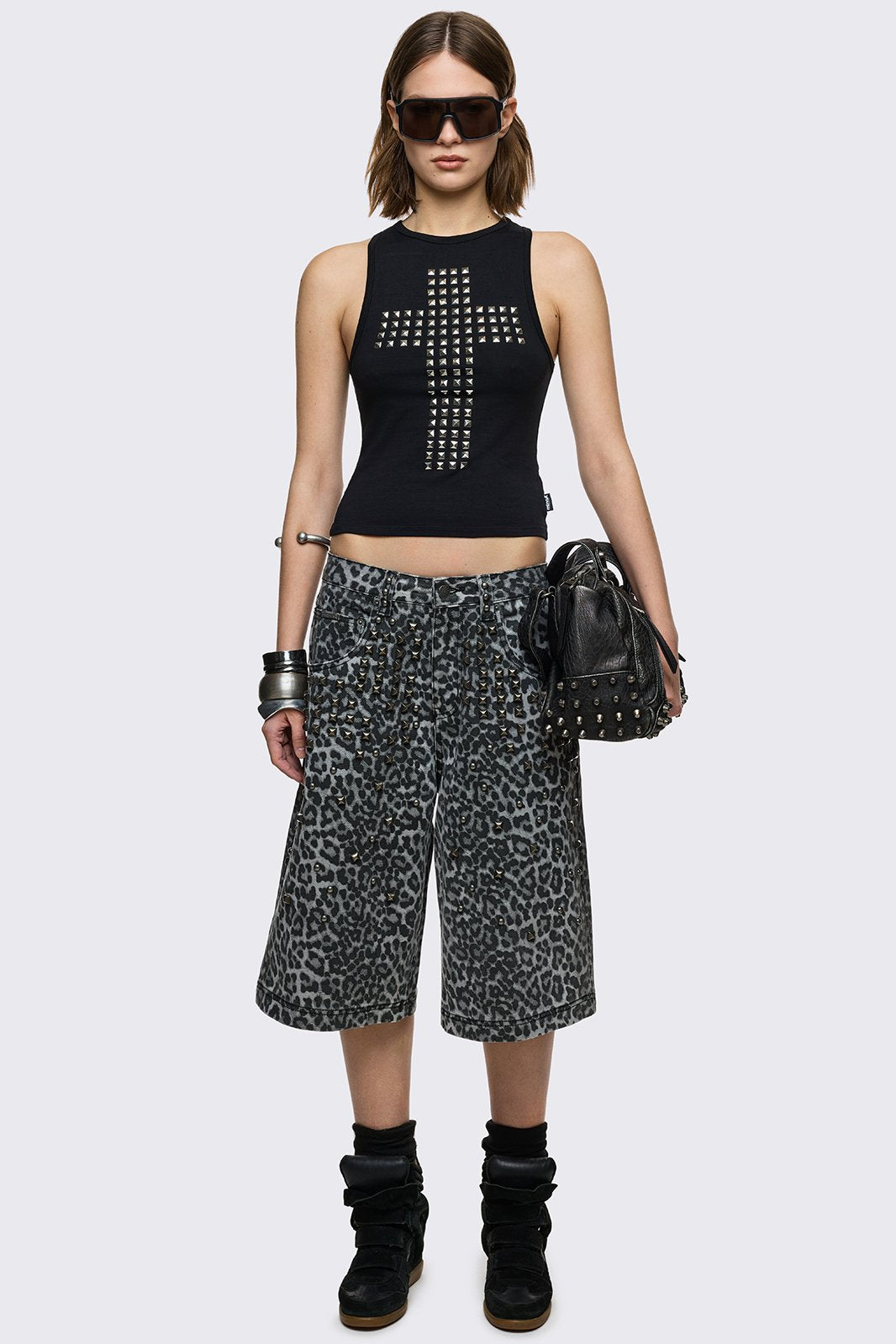 Leopard Studded Jorts | Minga London Classic