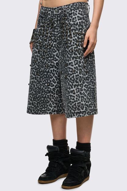 Leopard Studded Jorts | Minga London Classic