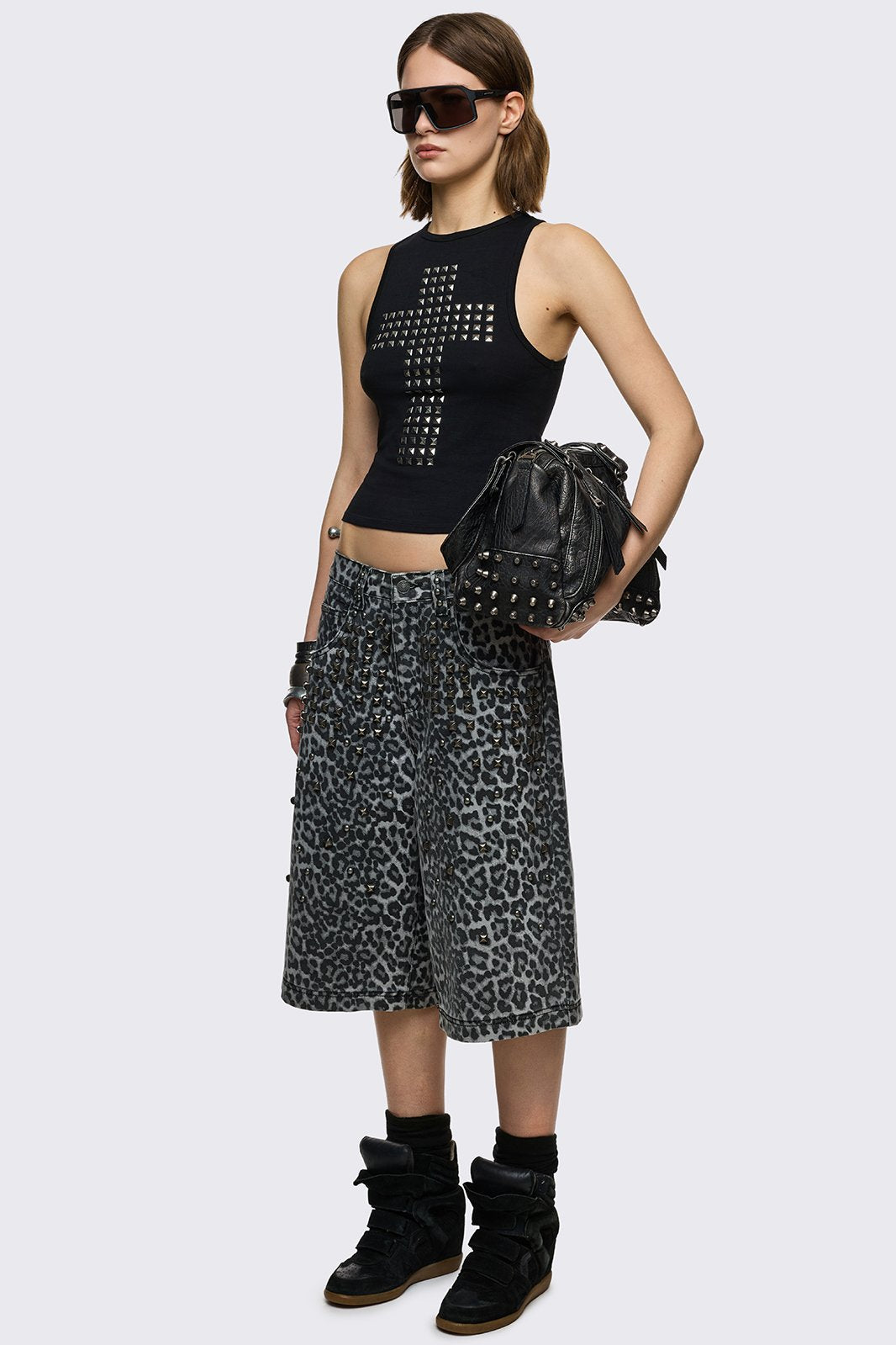 Leopard Studded Jorts | Minga London Classic