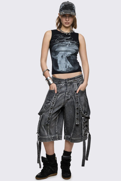 Trek Grey Washed Cargo Jorts | Minga London Popular