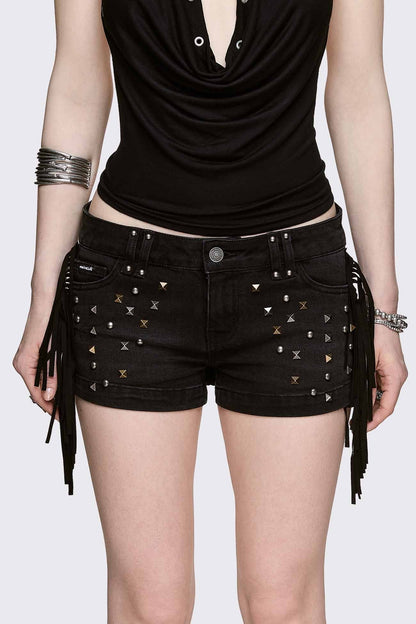 Fringe Mini Denim Shorts | Minga London Hot Sale