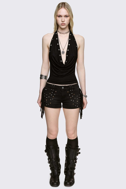 Fringe Mini Denim Shorts | Minga London Hot Sale