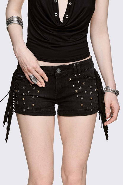 Fringe Mini Denim Shorts | Minga London Hot Sale