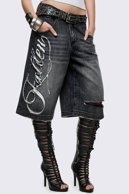 Fallen Distressed Jorts | Minga London Customer Favorite