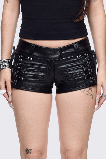Savage Mini Faux Leather Shorts | Minga London Discount