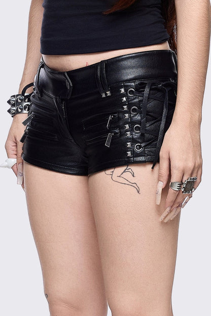 Savage Mini Faux Leather Shorts | Minga London Discount