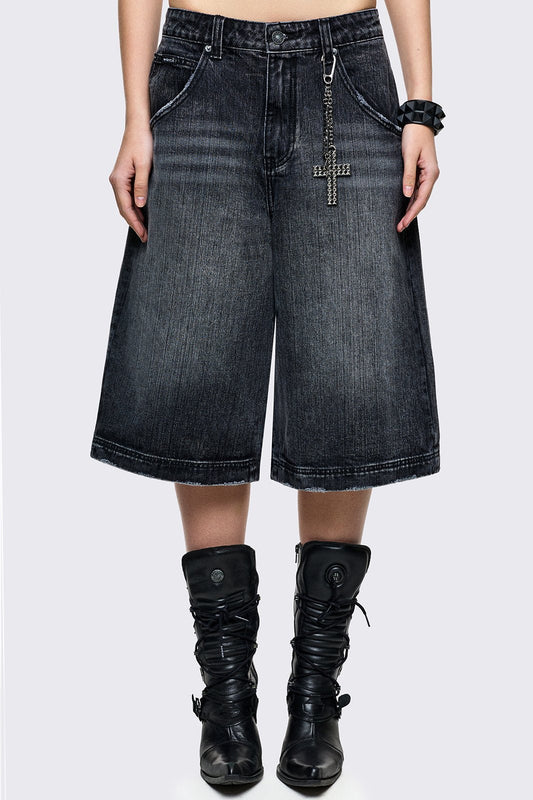 Worn Black Washed Jorts | Minga London Essential