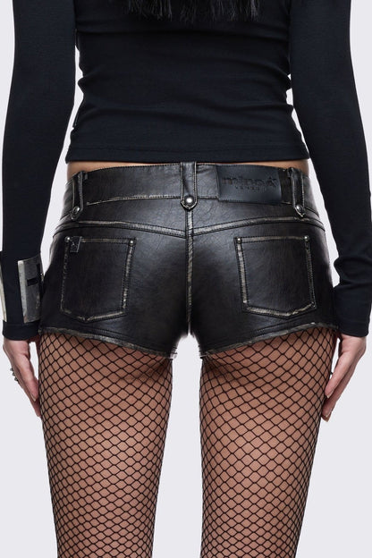 Vandal Mini Faux Leather Shorts | Minga London Signature