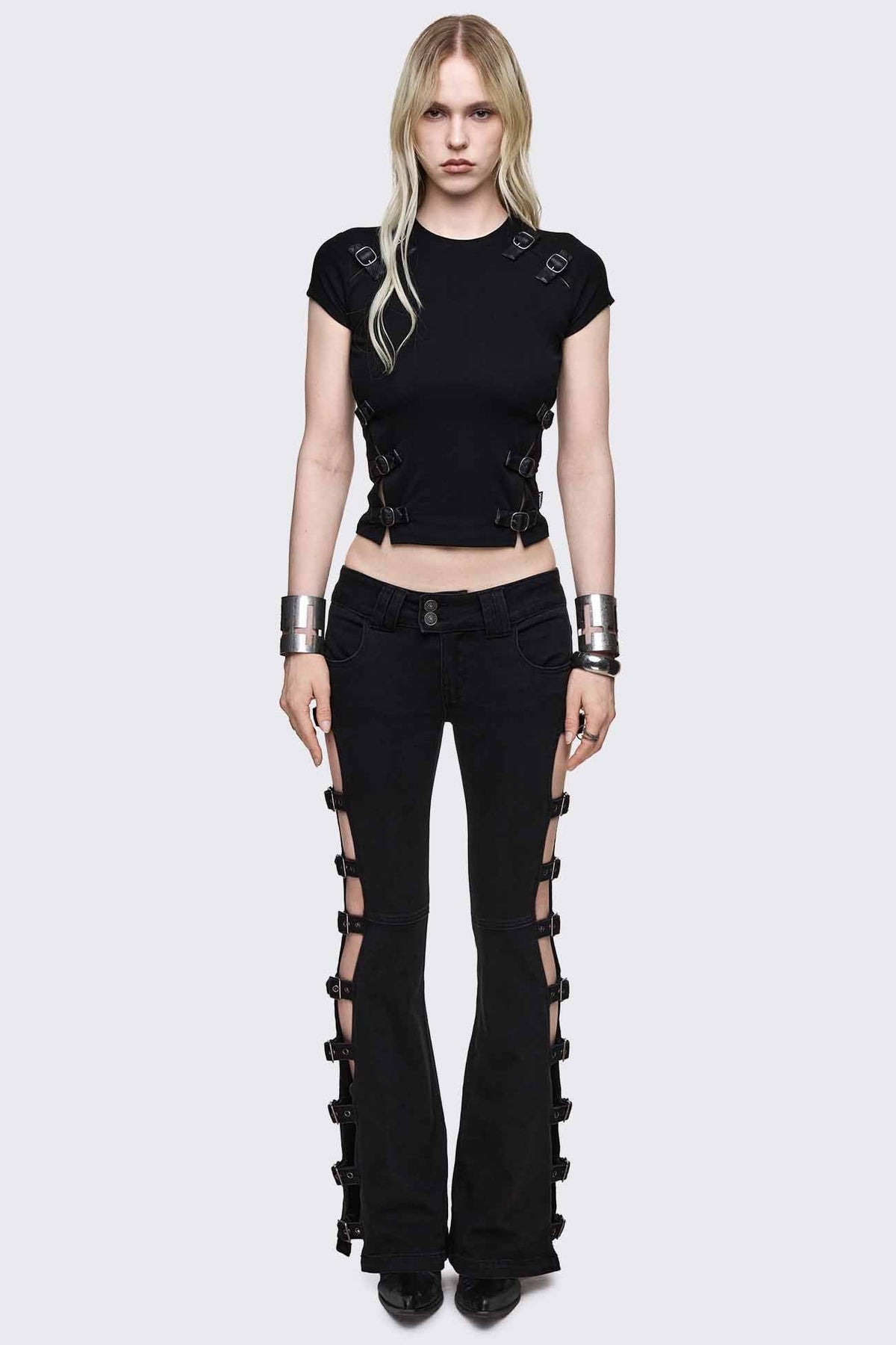 Oblivion Buckle Cut Out Baby Tee | Minga London Value