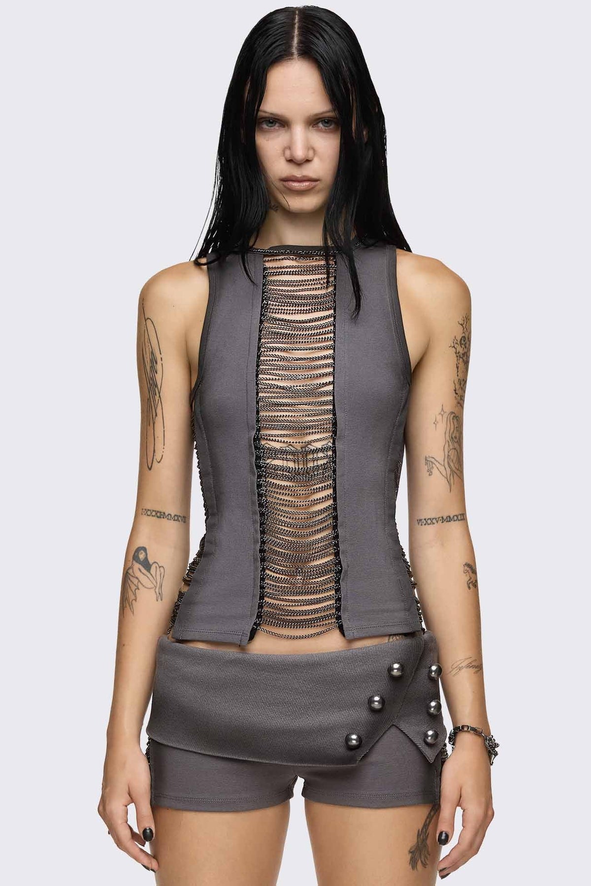 Wired Hanging Chain Cut Out Tank Top | Minga London Popular