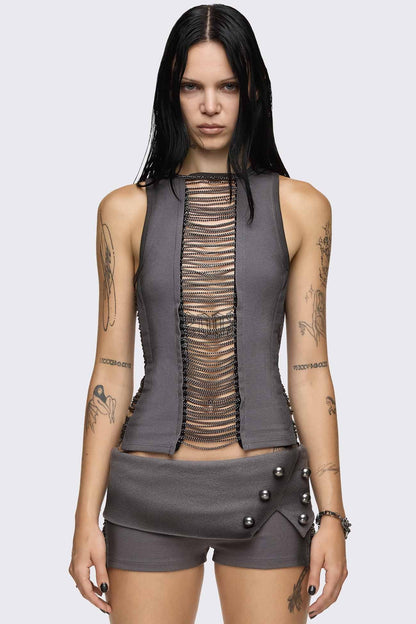 Wired Hanging Chain Cut Out Tank Top | Minga London Popular