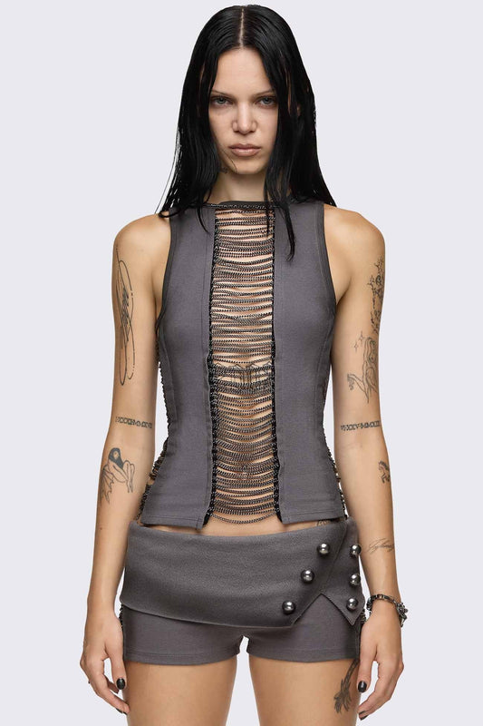 Wired Hanging Chain Cut Out Tank Top | Minga London Popular