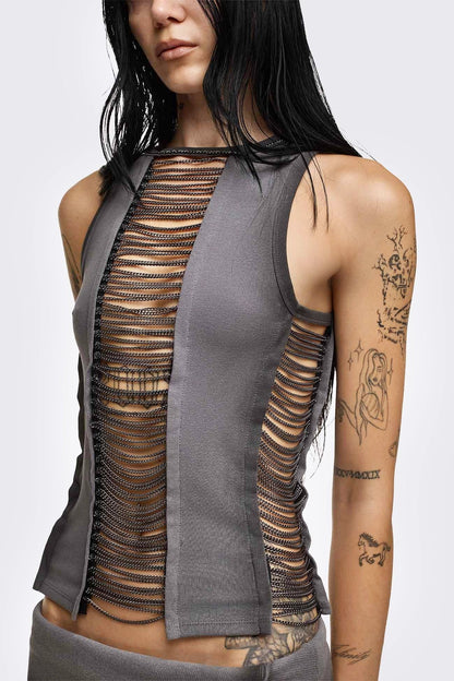 Wired Hanging Chain Cut Out Tank Top | Minga London Popular