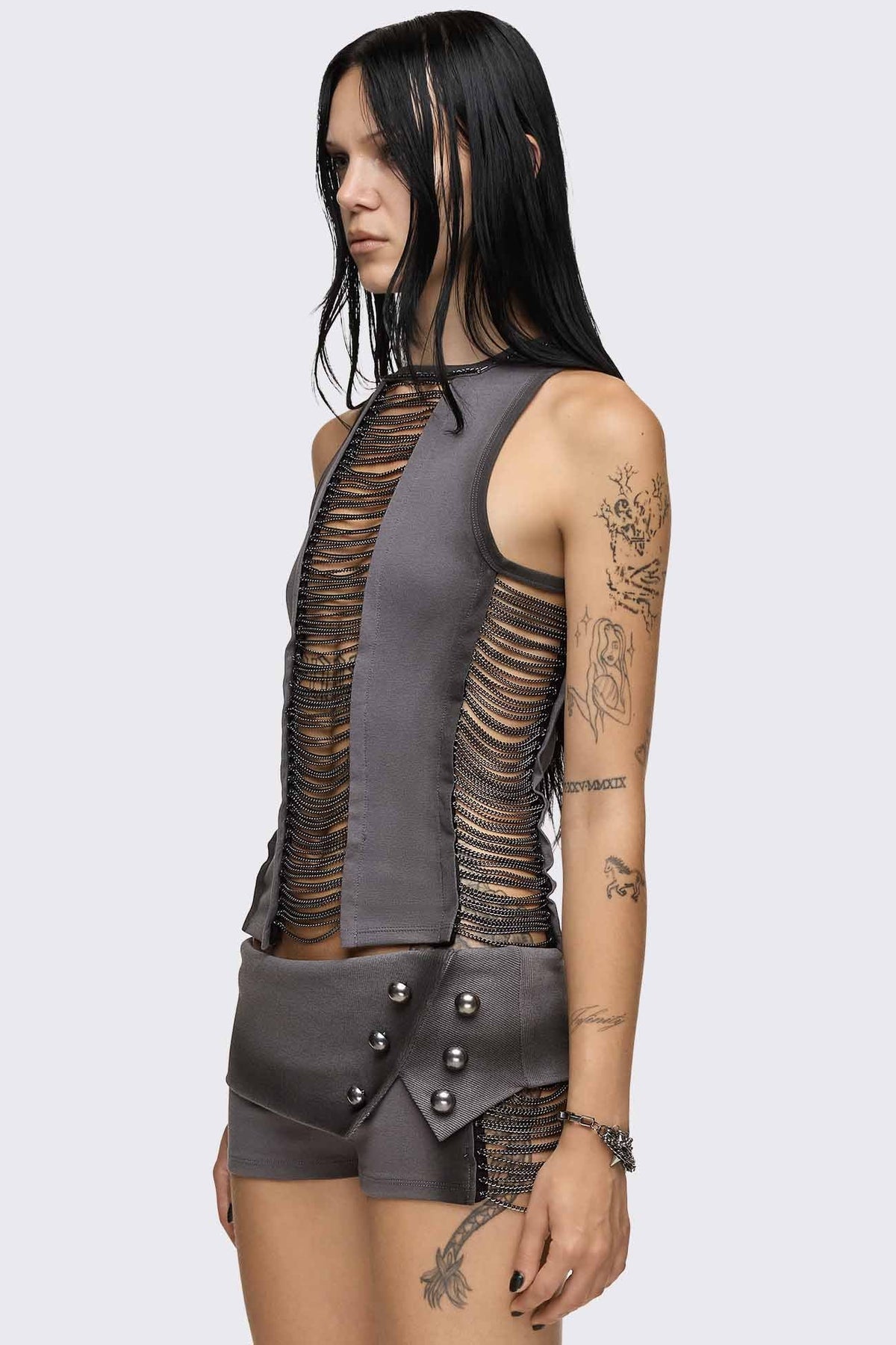 Wired Hanging Chain Cut Out Tank Top | Minga London Popular