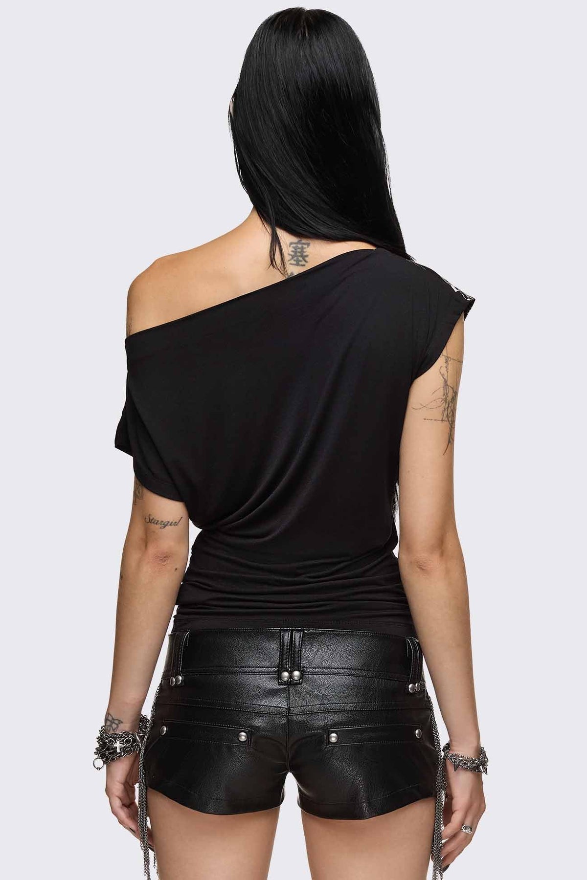 Rhapsophy Graphic Studded Off-Shoulder Top | Minga London Best Seller