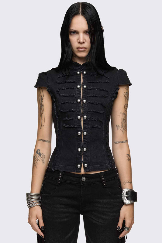 Salute Military Button Blouse | Minga London Essential