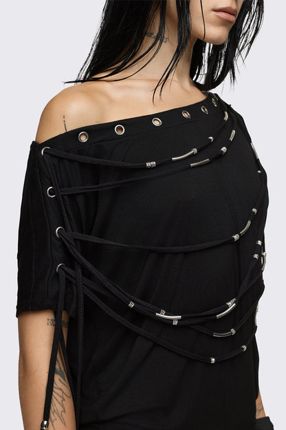 Romie Beaded Off-Shoulder Dress | Minga London Classic