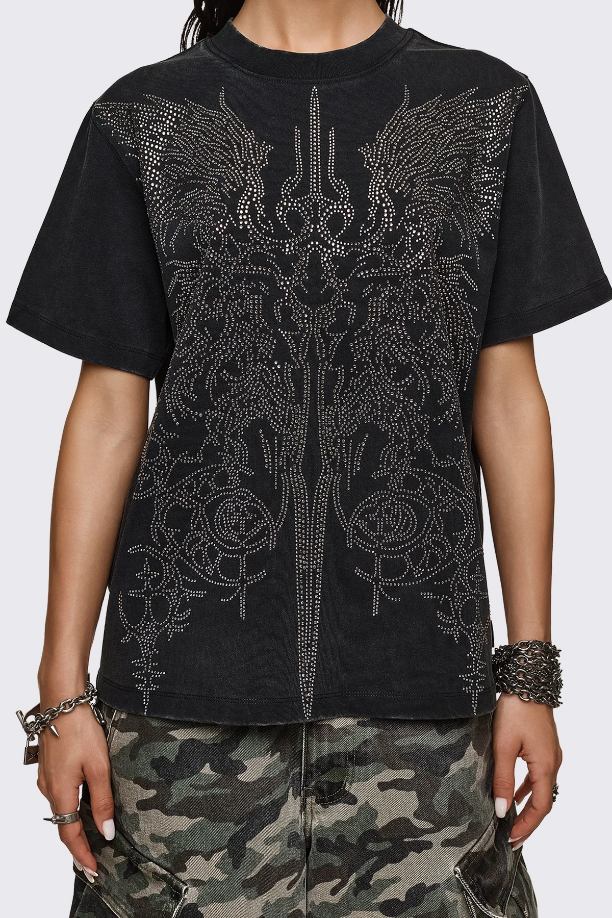 Elysium Sigil Rhinestone Graphic T-Shirt | Minga London Classic