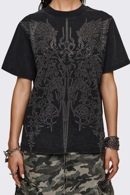 Elysium Sigil Rhinestone Graphic T-Shirt | Minga London Classic
