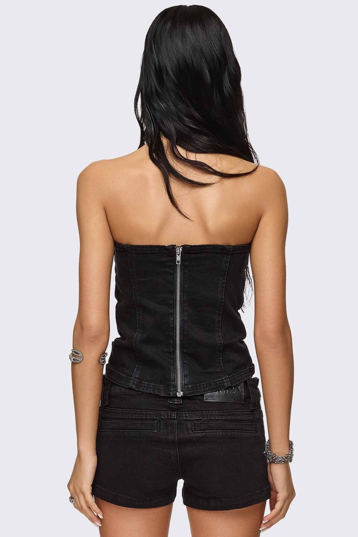 Kendrix Belted Denim Bandeau Top | Minga London Deals