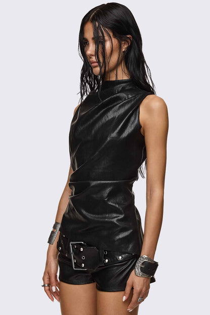 Null Faux Leather Vest Top | Minga London Trusted