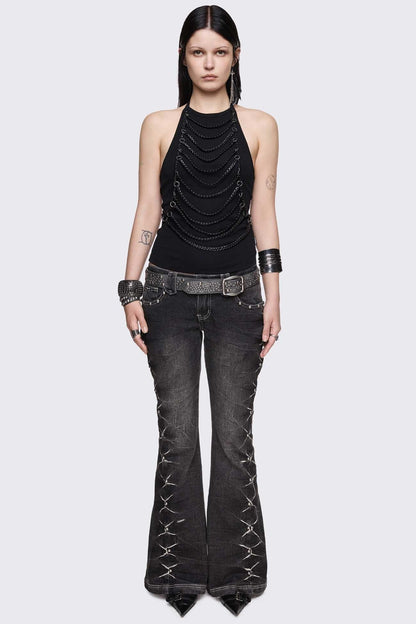 Unravel Black Layered Chain Halter Top | Minga London Recommended