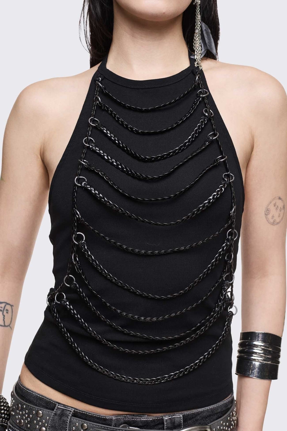 Unravel Black Layered Chain Halter Top | Minga London Recommended