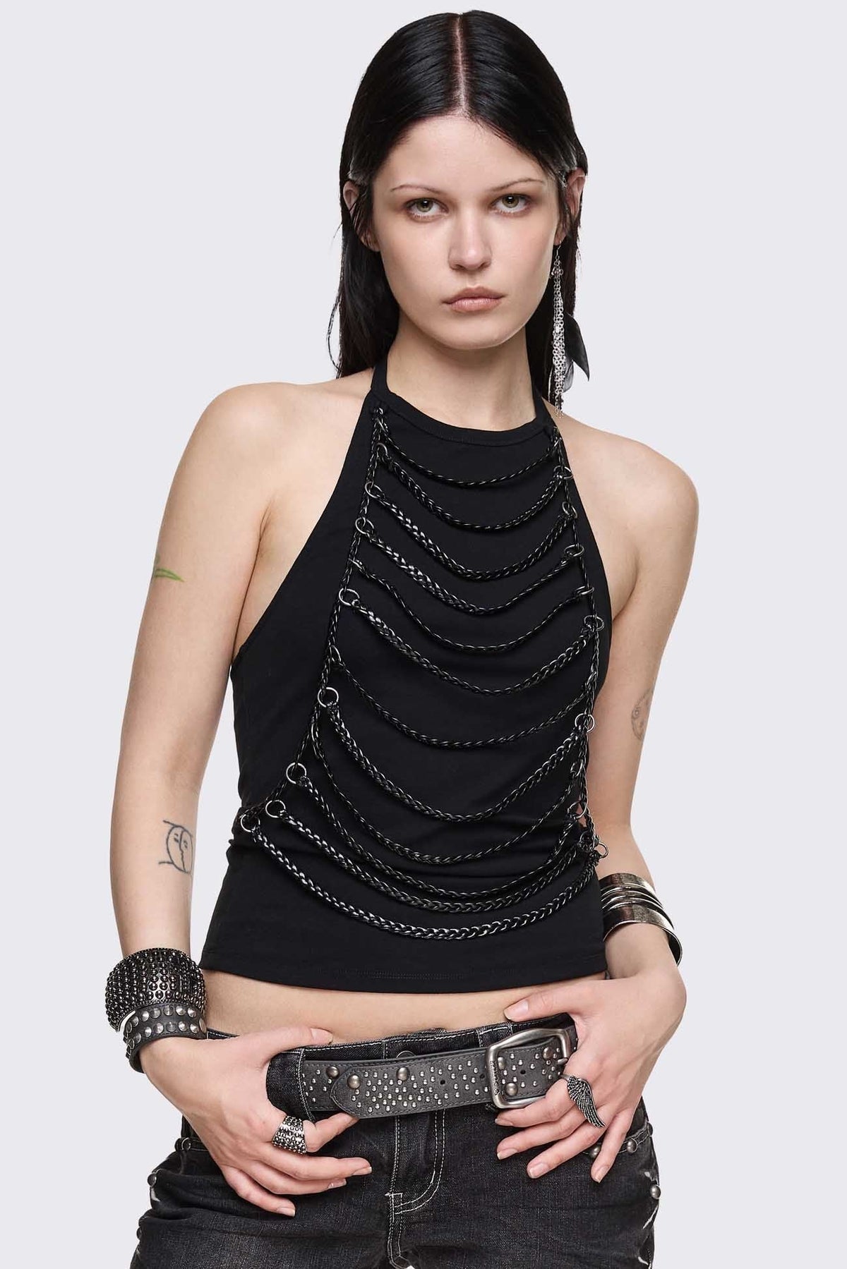 Unravel Black Layered Chain Halter Top | Minga London Recommended
