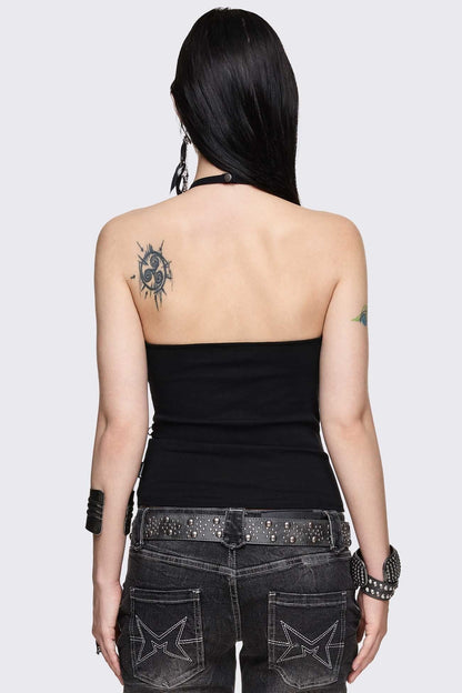 Unravel Black Layered Chain Halter Top | Minga London Recommended