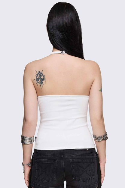Unravel White Layered Chain Halter Top | Minga London Essential