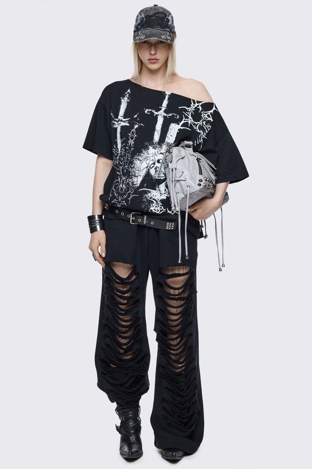 Crown of Swords Off-Shoulder T-Shirt | Minga London Best Seller