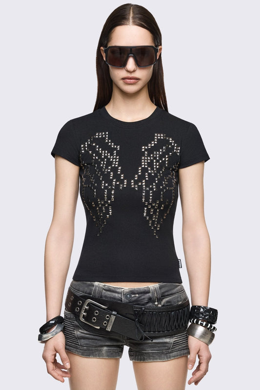 Glitter Flight Studded Baby Tee | Minga London Deals