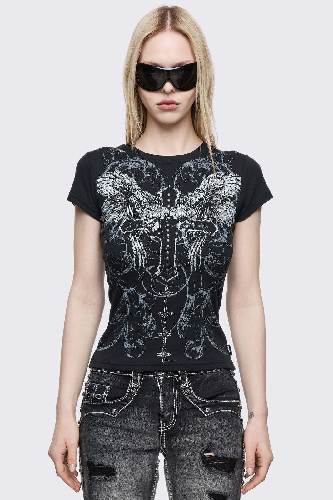 Winged Cross Baby Tee | Minga London Recommended