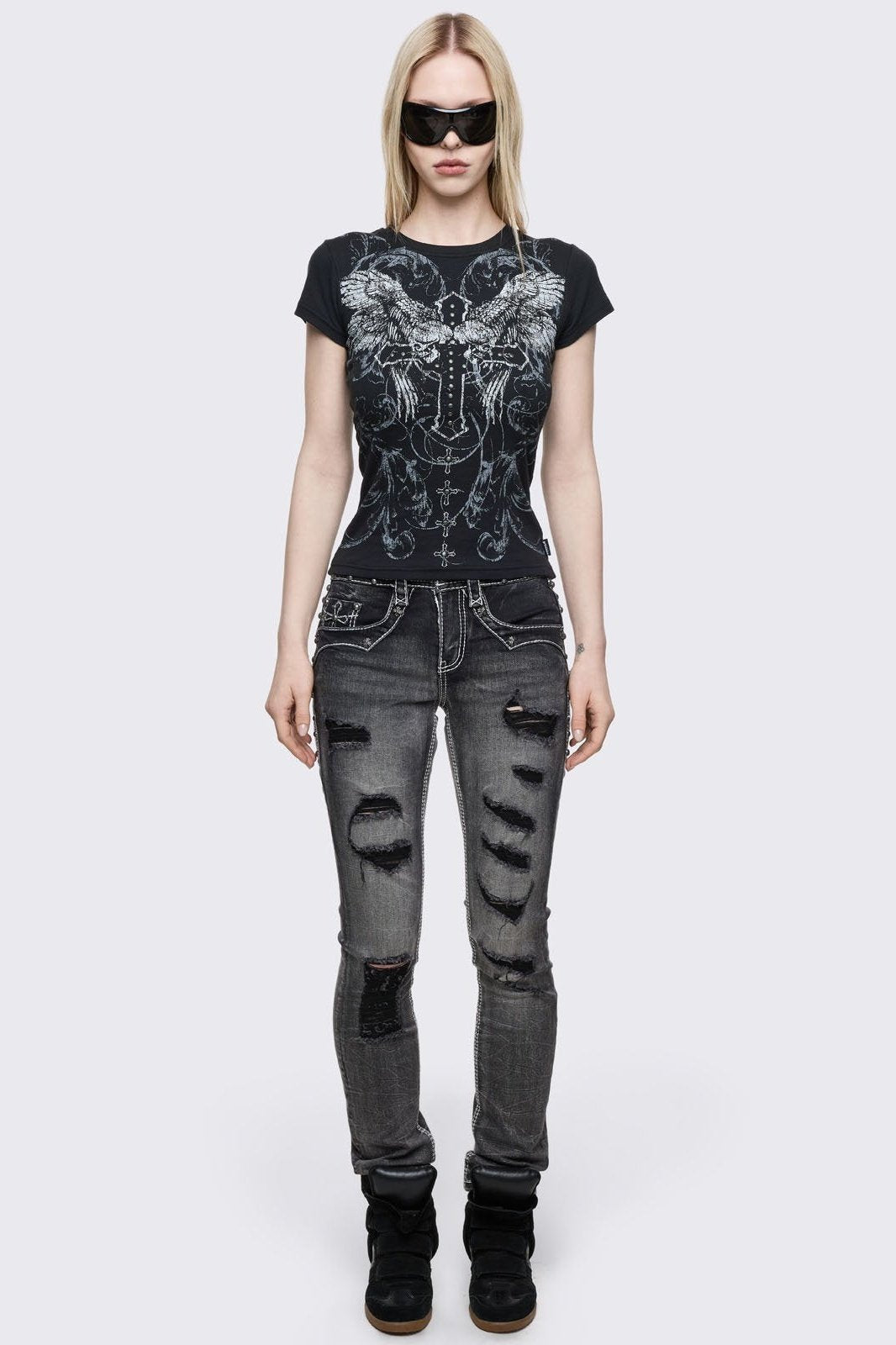 Winged Cross Baby Tee | Minga London Recommended