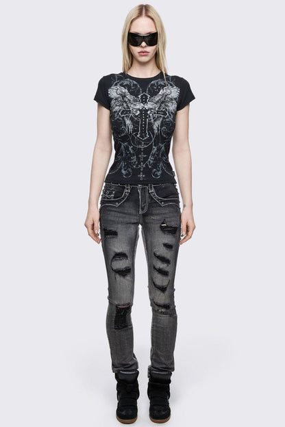 Winged Cross Baby Tee | Minga London Recommended