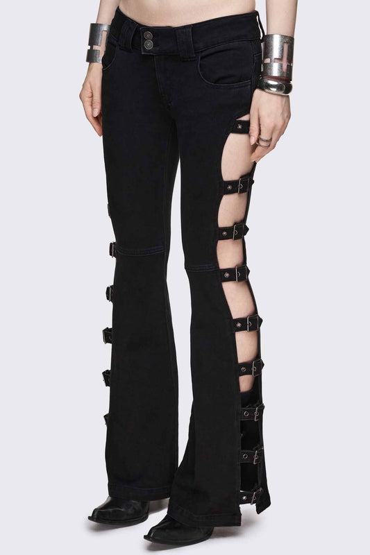 Imogen Buckle Flared Jeans | Minga London Latest