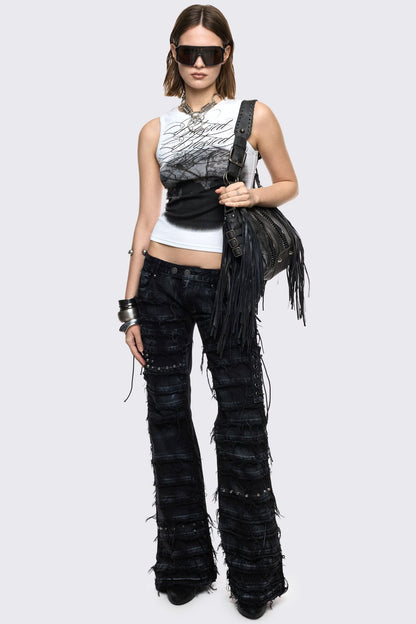 Dash Distressed Flared Jeans | Minga London Top Pick