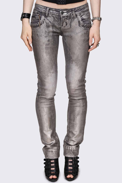 Silas Metallic Coating Slim Jeans | Minga London Value
