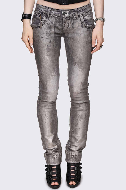 Silas Metallic Coating Slim Jeans | Minga London Value